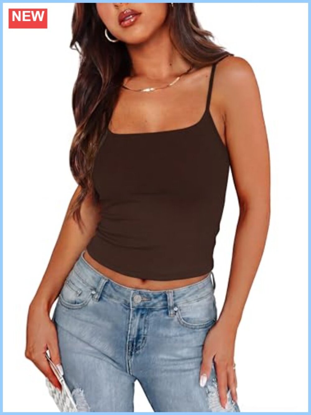 Square Neck Double Layer Seamless Slim Fit Tank Top